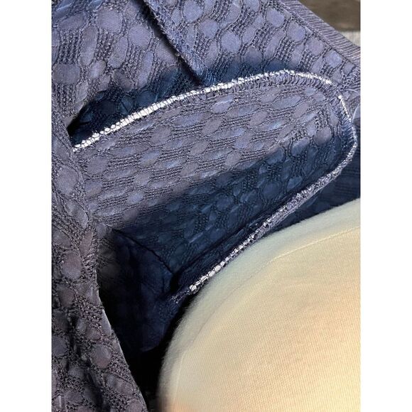 Cynthia Max Button Down Cardigan Sweater Navy Blue Pocket Womens Size Petite - Picture 10 of 13
